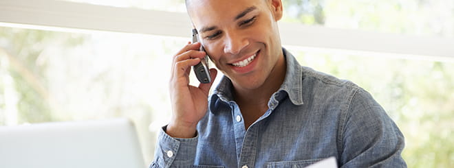 Man making a call from home