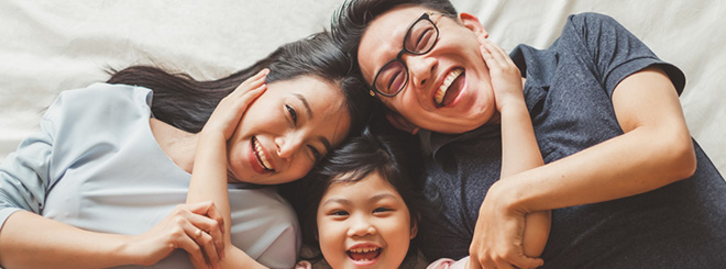 Family laughing together