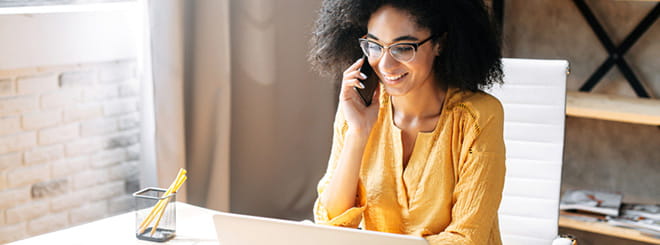 Woman on phone for work 