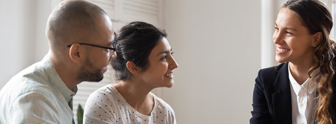 Man and woman with advisor