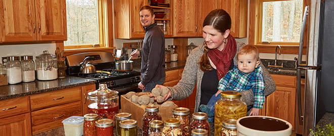 Meyer family in their kitchen