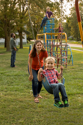 Matt and Elizabeth Troyer-Miller with their children