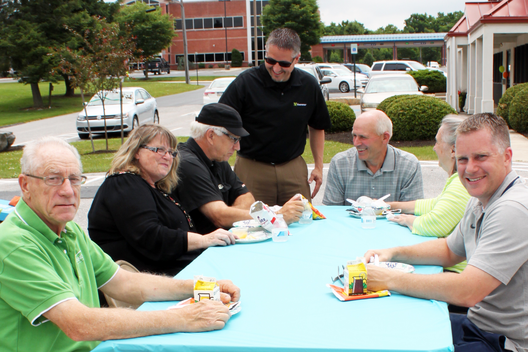 Nofziger with clients at Everence Chambersburg location in Central Pennsylvania