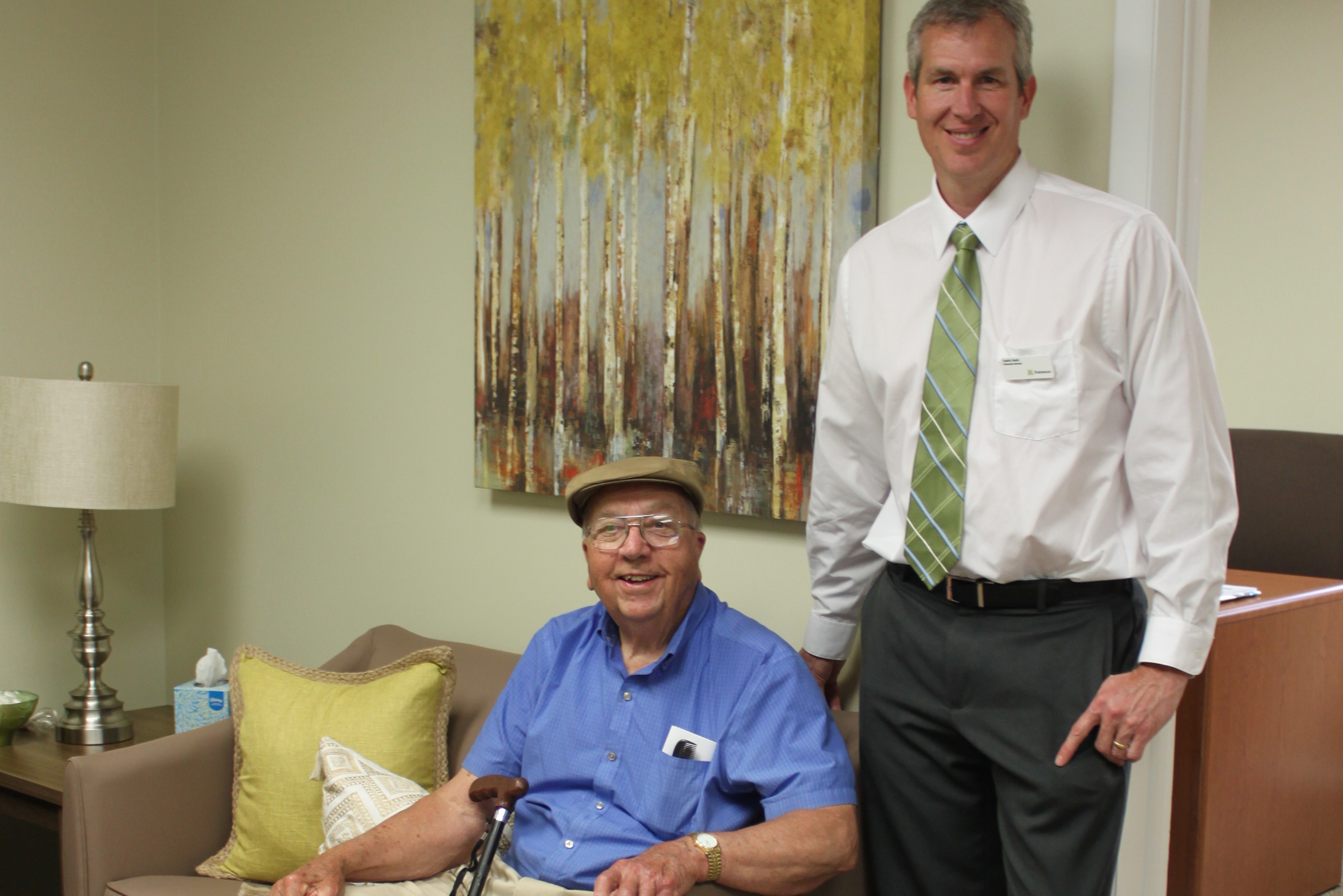 Everence employee Roth poses with client Cordell at Chambersburg in Central Penn