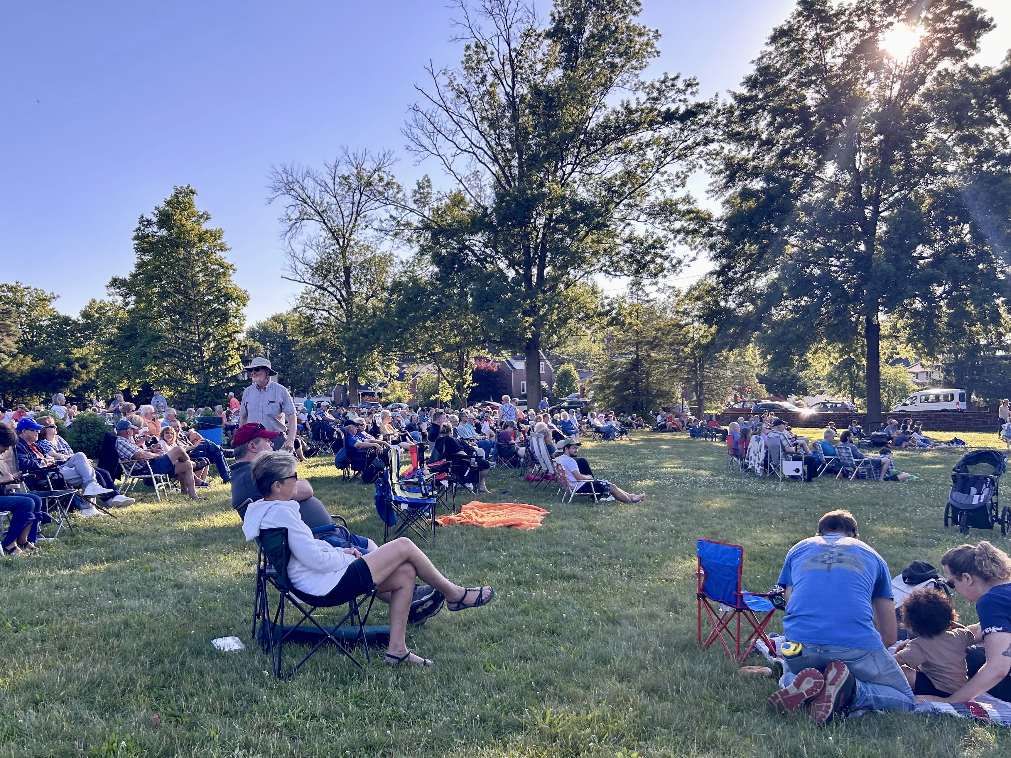 Crowd sits and listens at Souderton Concert in the Park appreciation event.