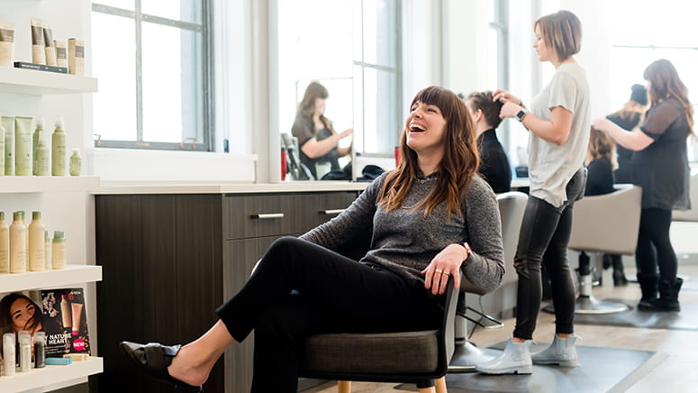 Woman at hair salon