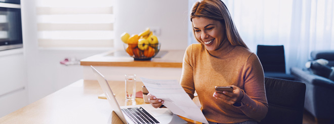 Woman looking at paper work