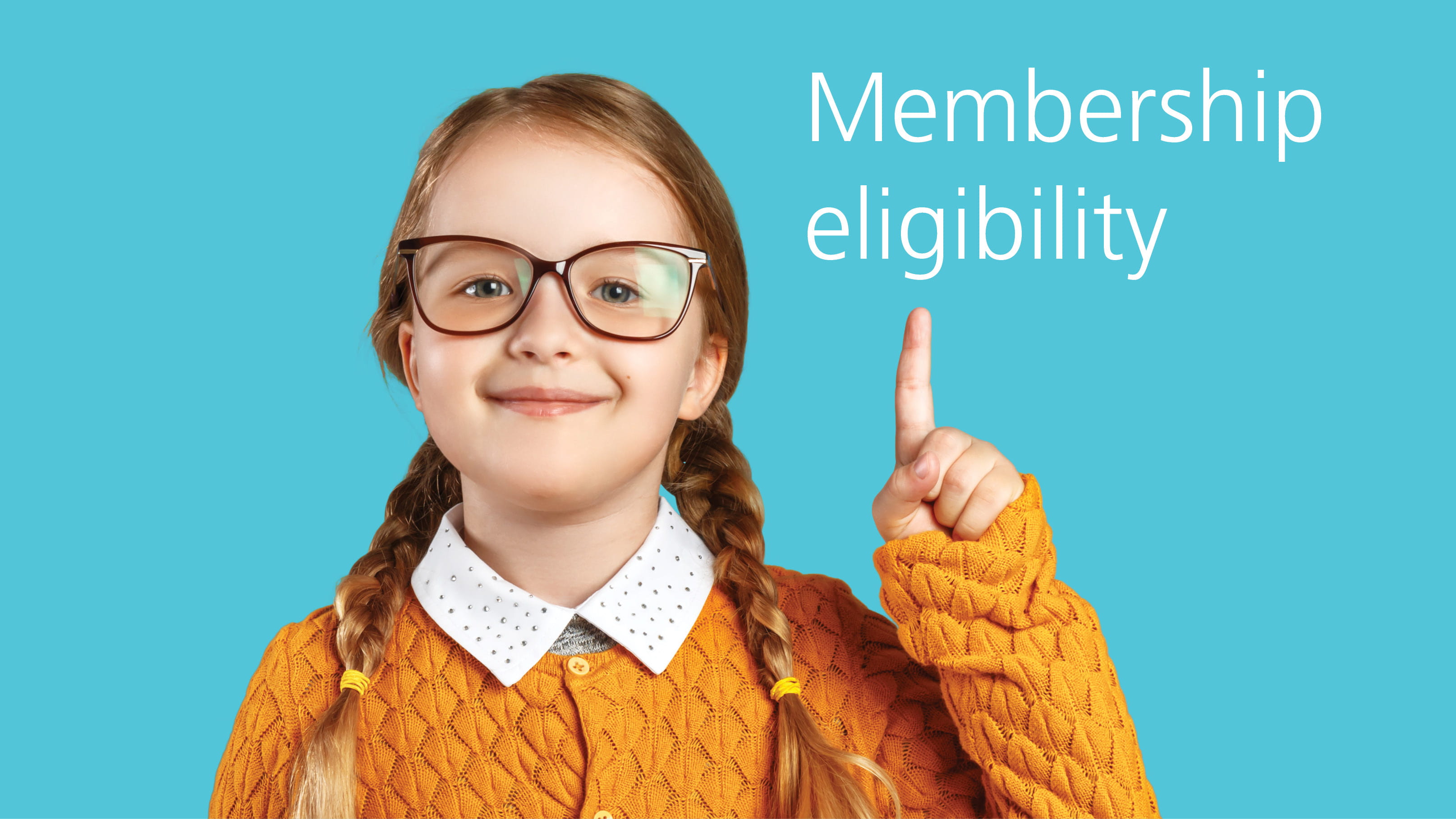 Little girl pointing to the words "Membership eligibility" 