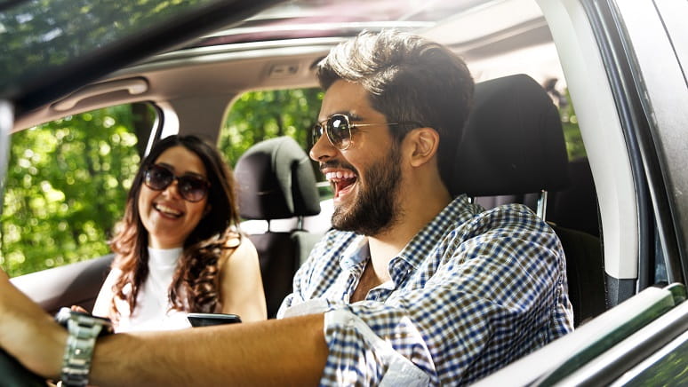 Young couple in SUV