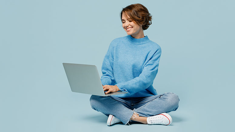 Woman working on laptop