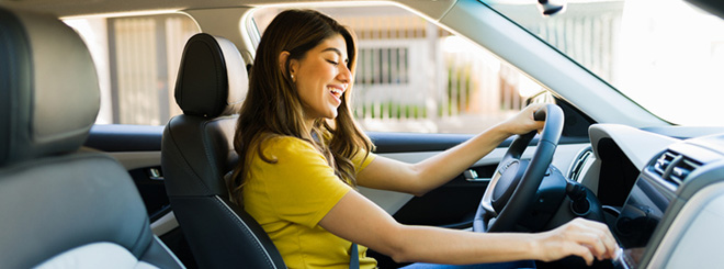 Woman driving car