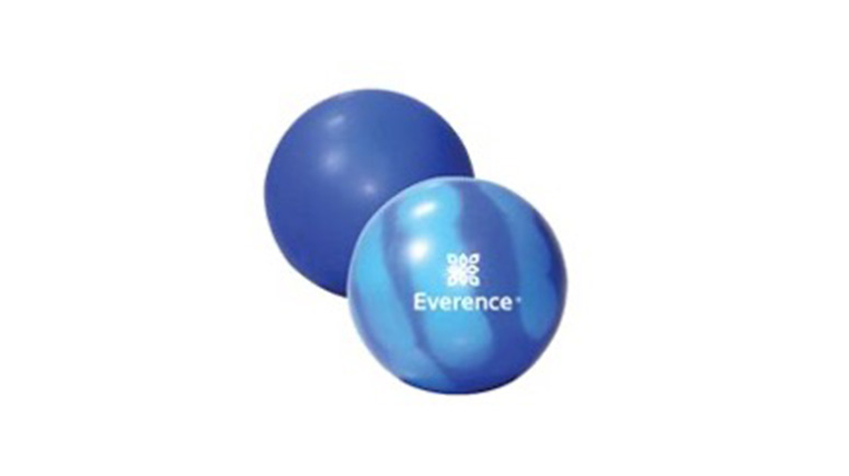 Dark blue and light and dark blue patterned ball with Everence logo.