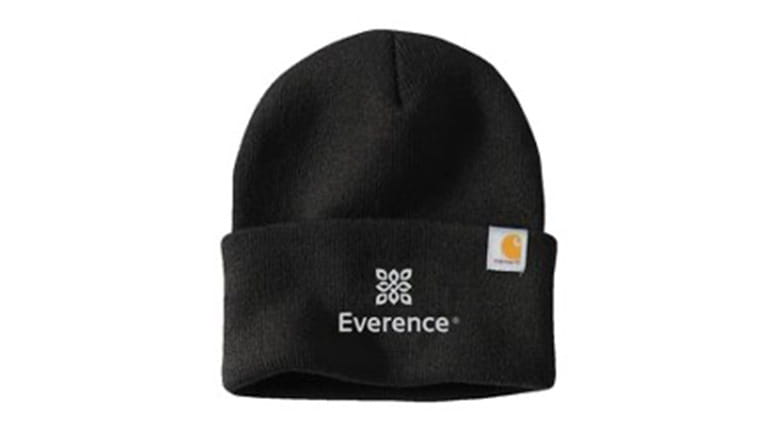 Black Carhartt had with a white stacked Everence logo.