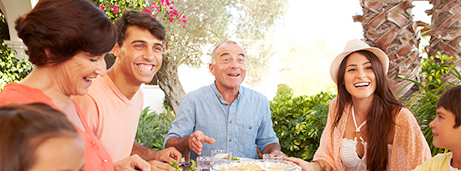 Family eating a meal together