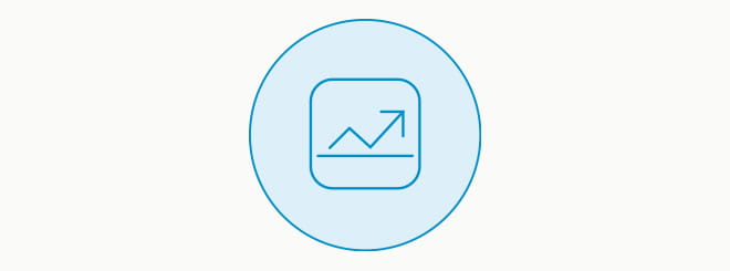 Blue line drawing of arrow showing stock growth changes