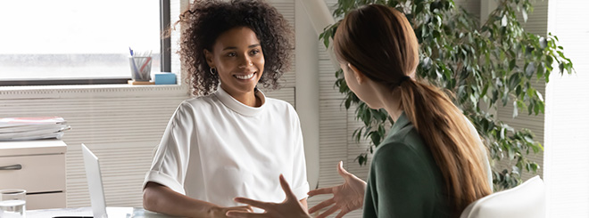 Two women talking