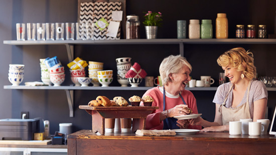 Mother and daughter at their small business