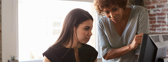 A manager working with employee