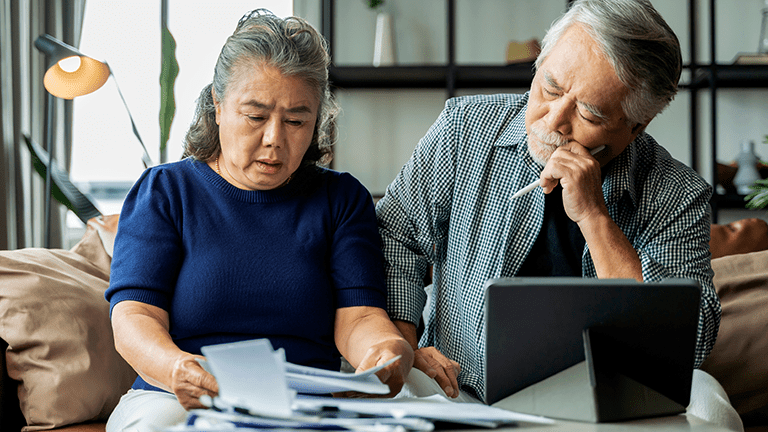 Couple looking at paperwork