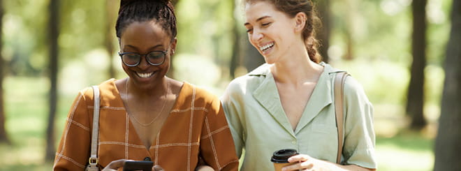 Two woman chatting