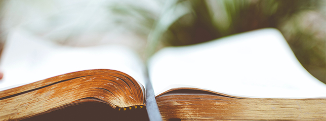 Bible on table with soft focus